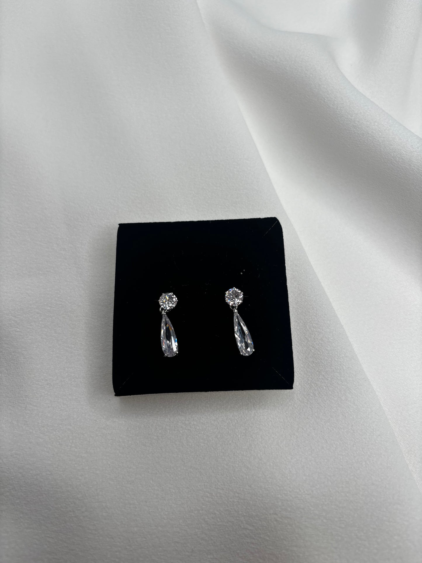 Gold & Silver Clear Crystal Drop Earrings