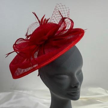 Red Fascinator with Netting