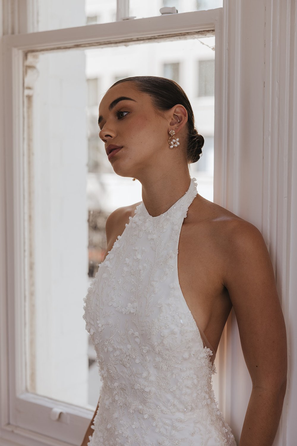 Jade Oi Roseline Gold Starburst Pearl Clusters Bridal Earrings