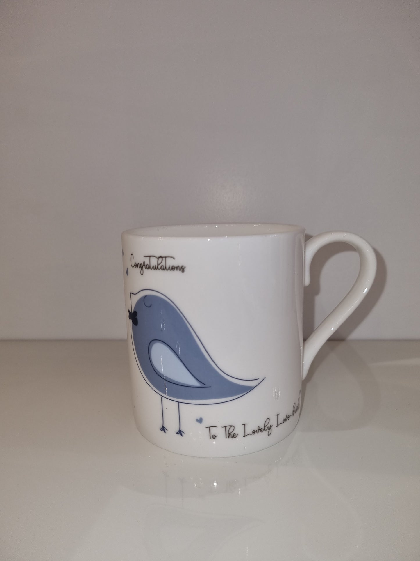 Congratulations To The Lovebirds Fine China Mug In Blue