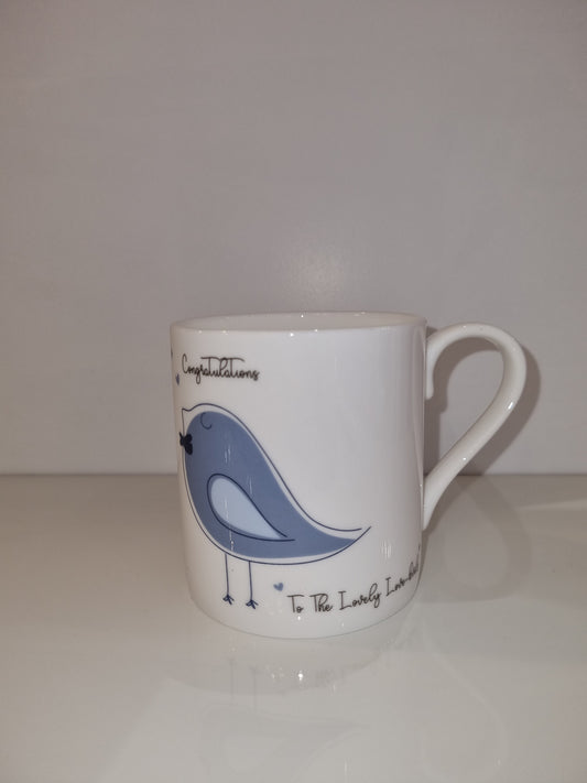 Congratulations To The Lovebirds Fine China Mug In Blue