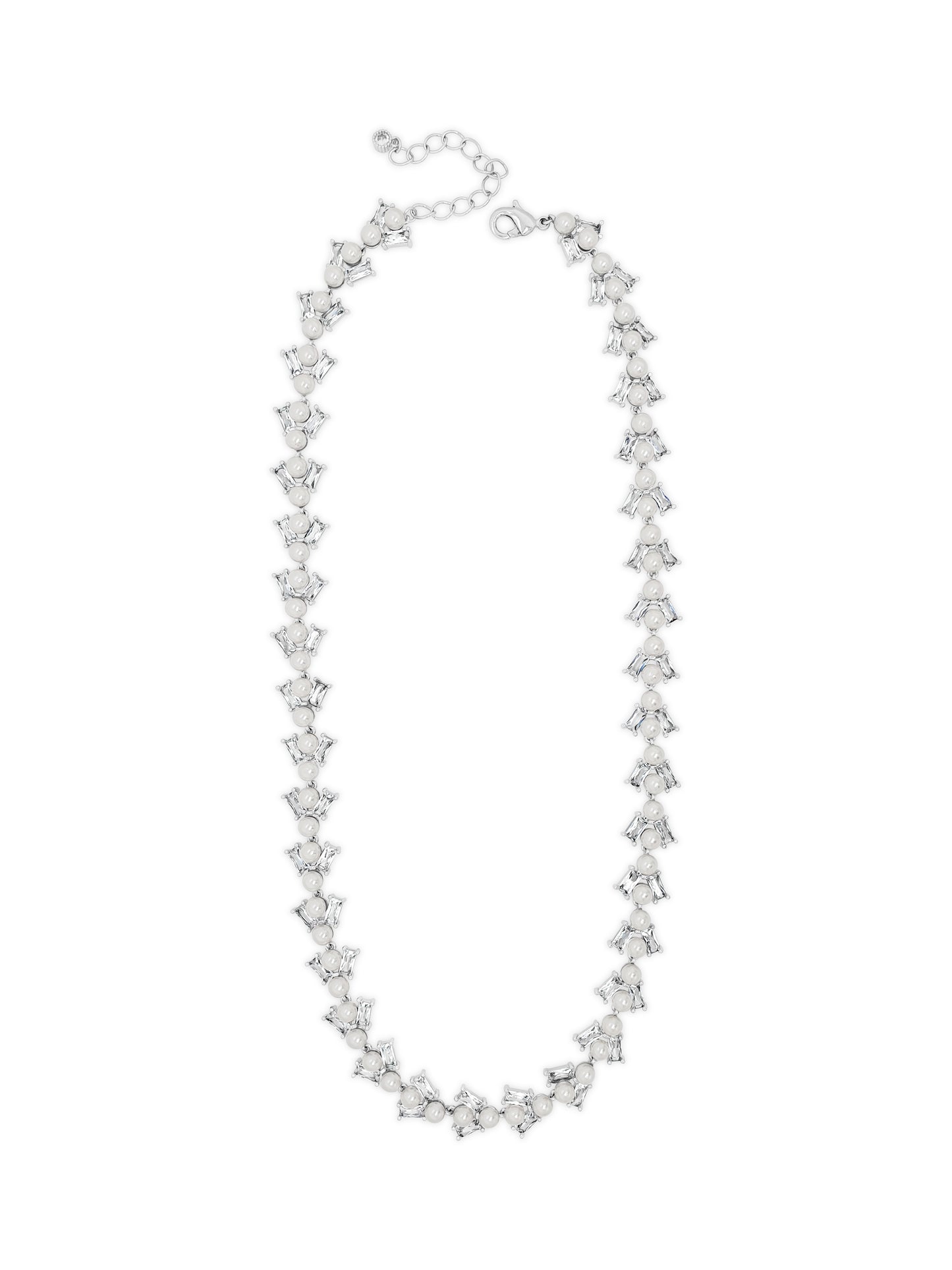 Pearl & Crystal Silver Necklace