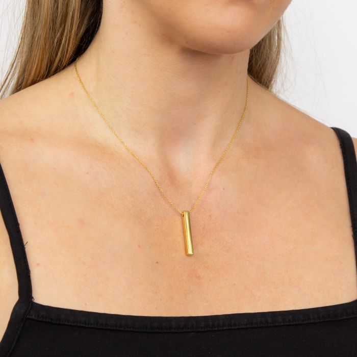GKO Gold Engravable 4-side Vertical Bar Necklace