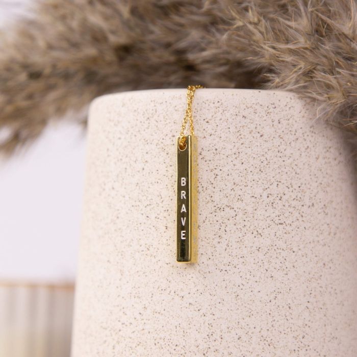 GKO Gold Engravable 4-side Vertical Bar Necklace