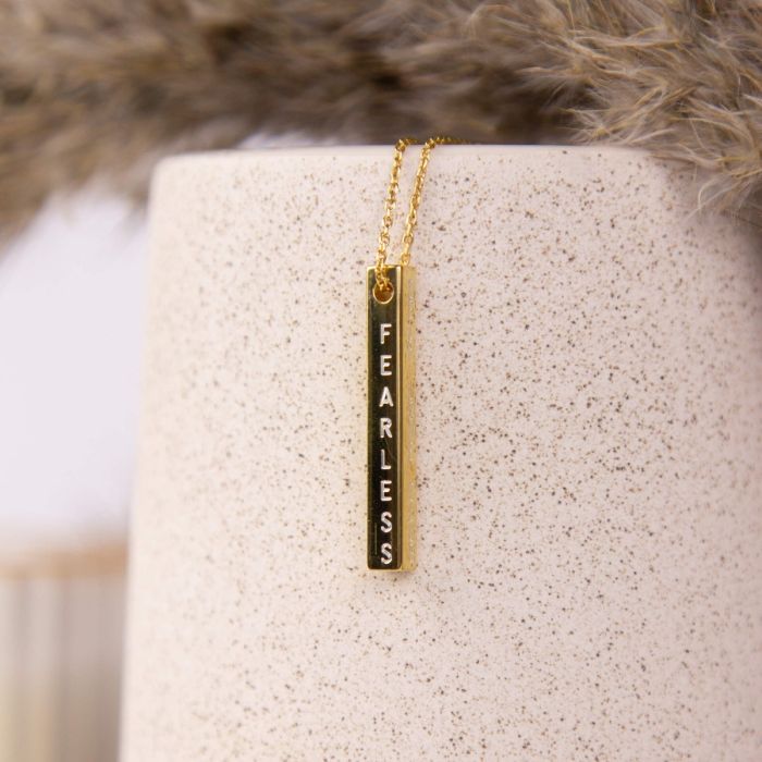GKO Gold Engravable 4-side Vertical Bar Necklace