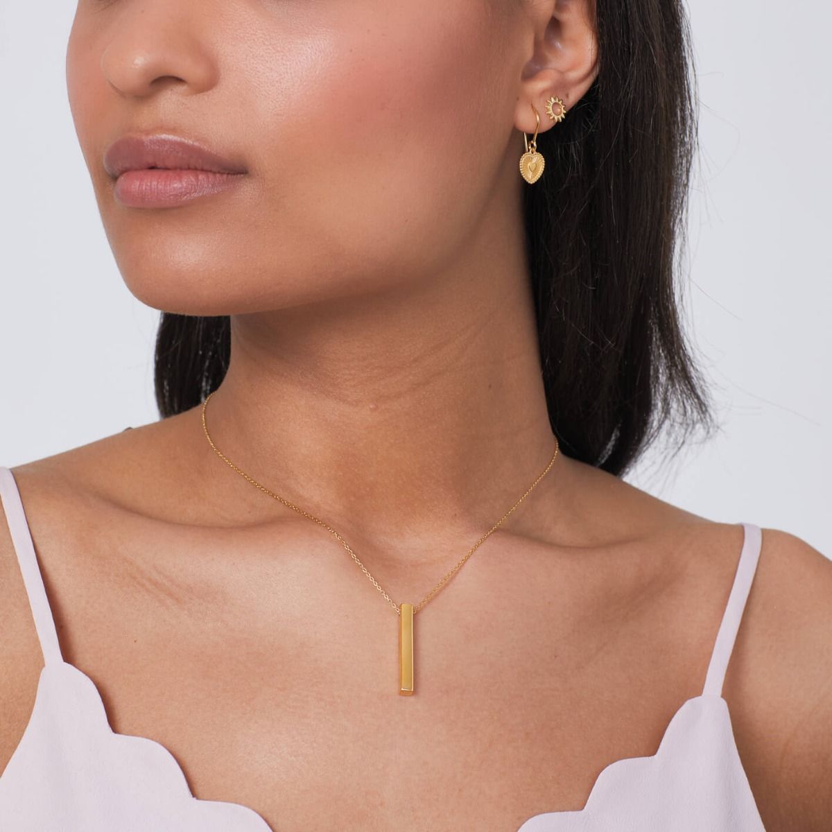 GKO Gold Engravable 4-side Vertical Bar Necklace