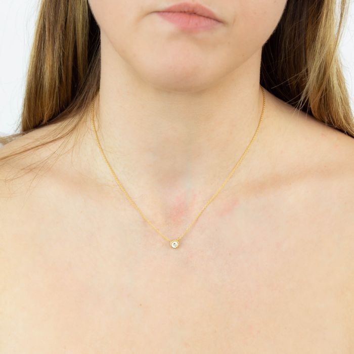 Gold Millegrain Cubic Zirconia Necklace GKO