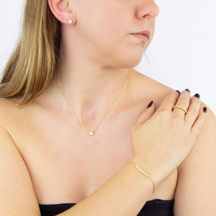 GKO Gold Millegrain Cubic Zirconia Necklace