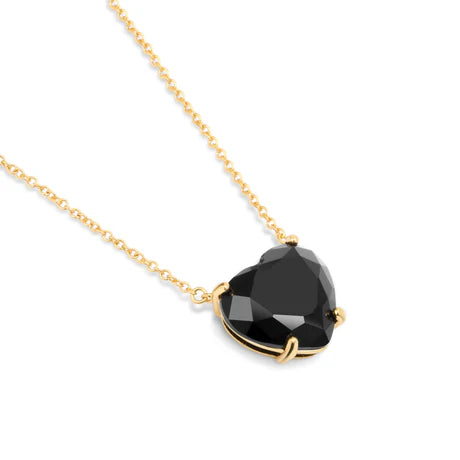 Newbridge Silverware Gold Plated Black Stone Heart Pendant