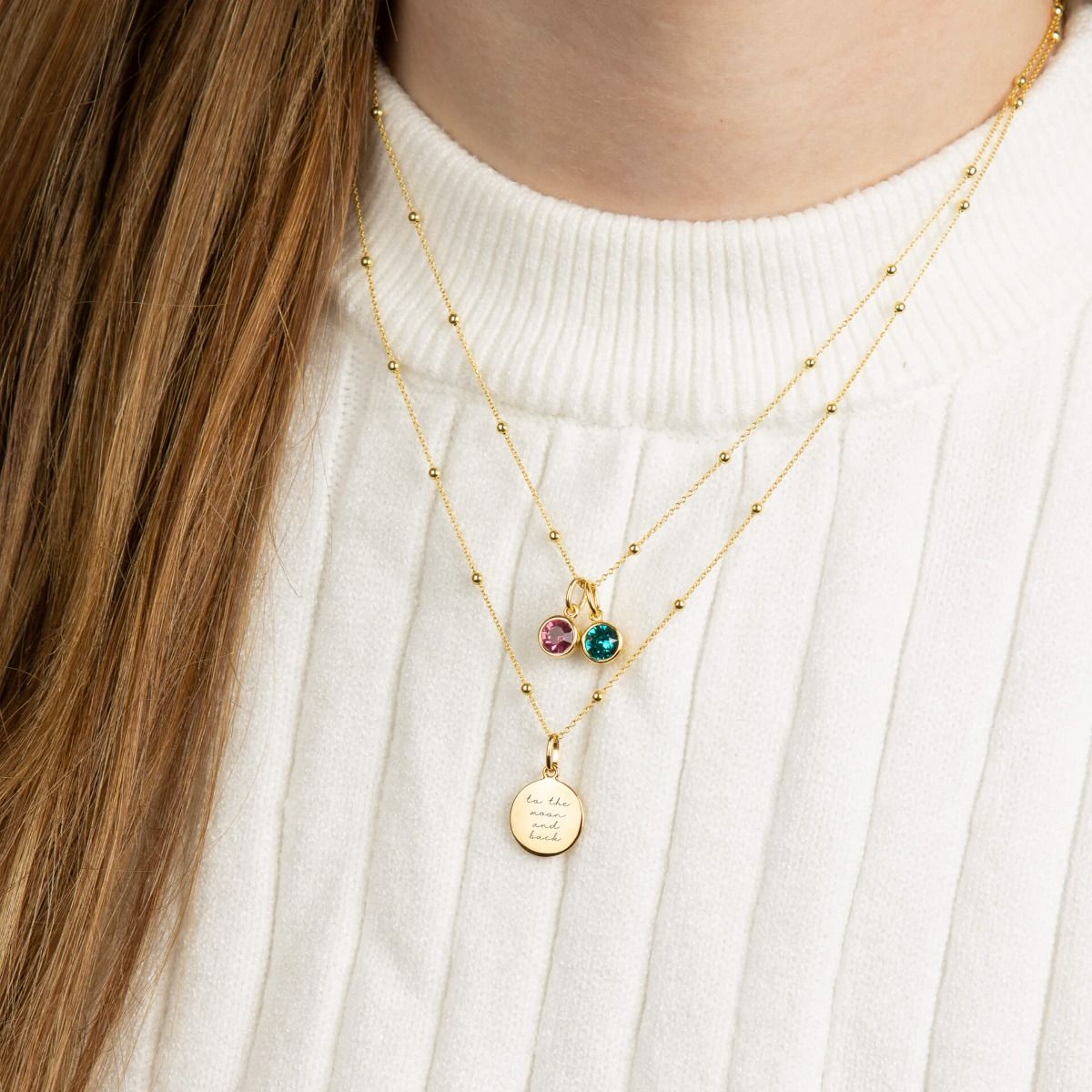 GKO Gold Engravable Disc Pendant and Chain