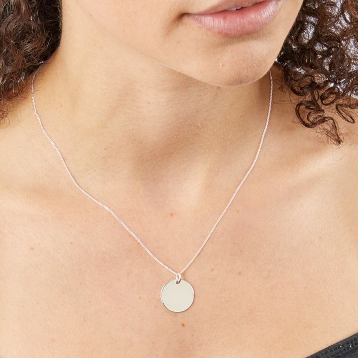 GKO 18mm Sterling Silver Engravable Pendant and Chain