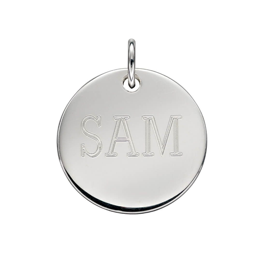 GKO 18mm Sterling Silver Engravable Pendant and Chain