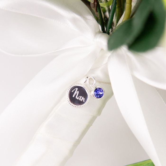 GKO Sterling Silver Engravable Millegrain Pendant and Chain