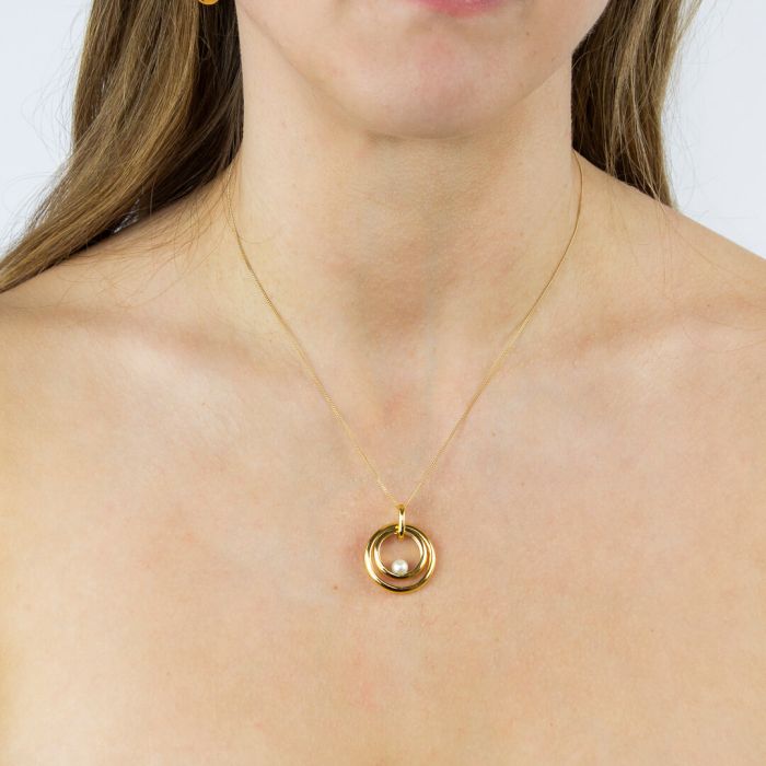 Gold Encased FreshWater Pearl Pendant and Chain GKO