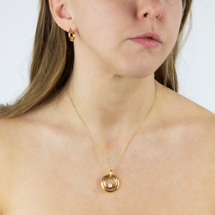 GKO Gold Encased Freshwater Pearl Pendant and Chain