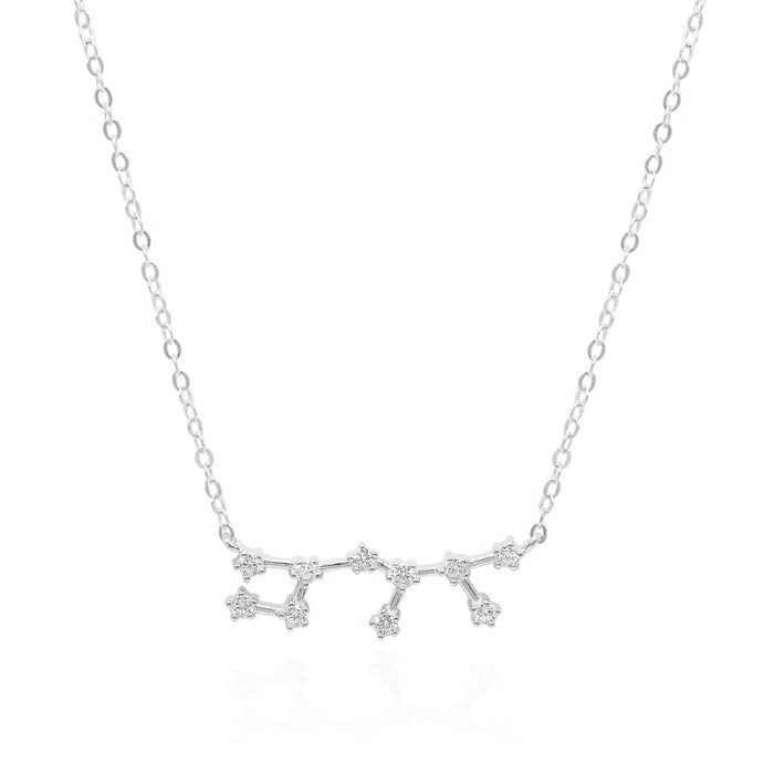 GT Sagittarius Zodiac Constellation Silver Necklace