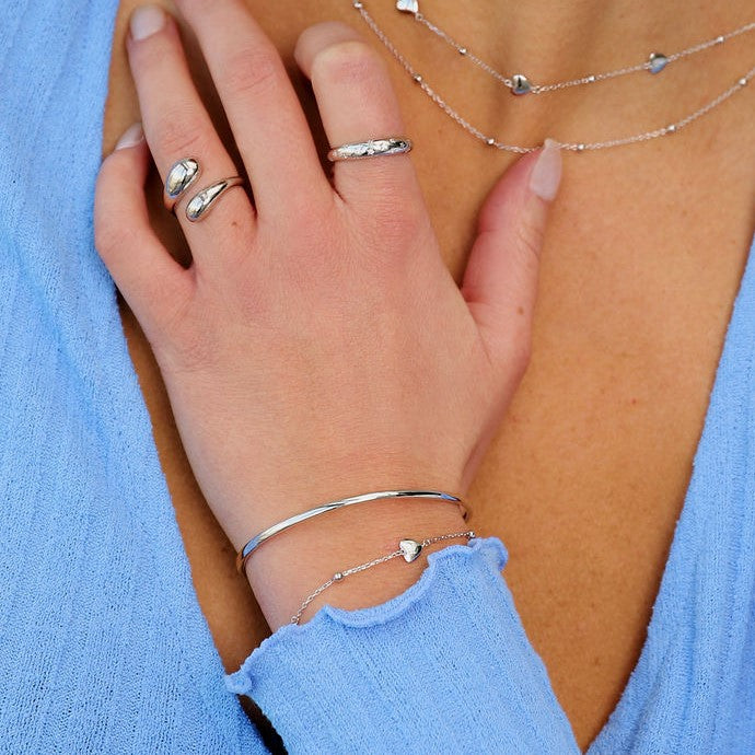 GT Water Drop Silver Bangle