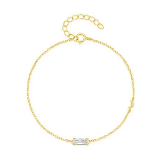 Azure Gold Minimalist Bracelet with Clear Stone