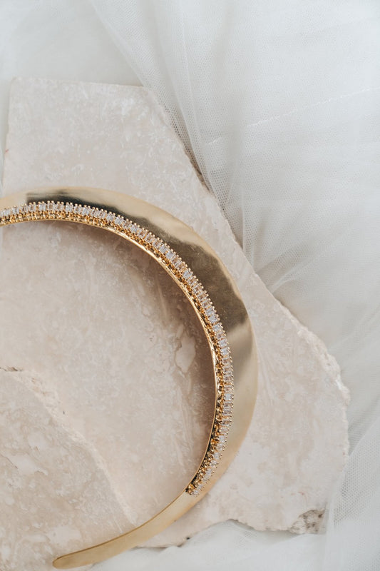 Amari | 18K Gold Rhinestone Bridal Headpiece also Available in Silver