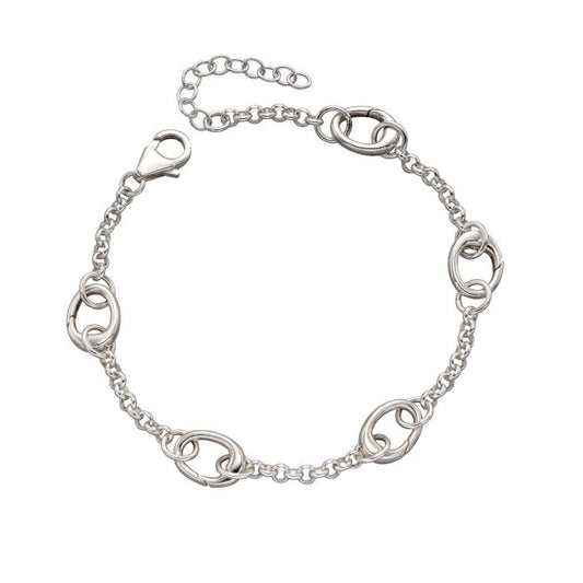 GKO Sterling Silver 5link Charm Bracelet