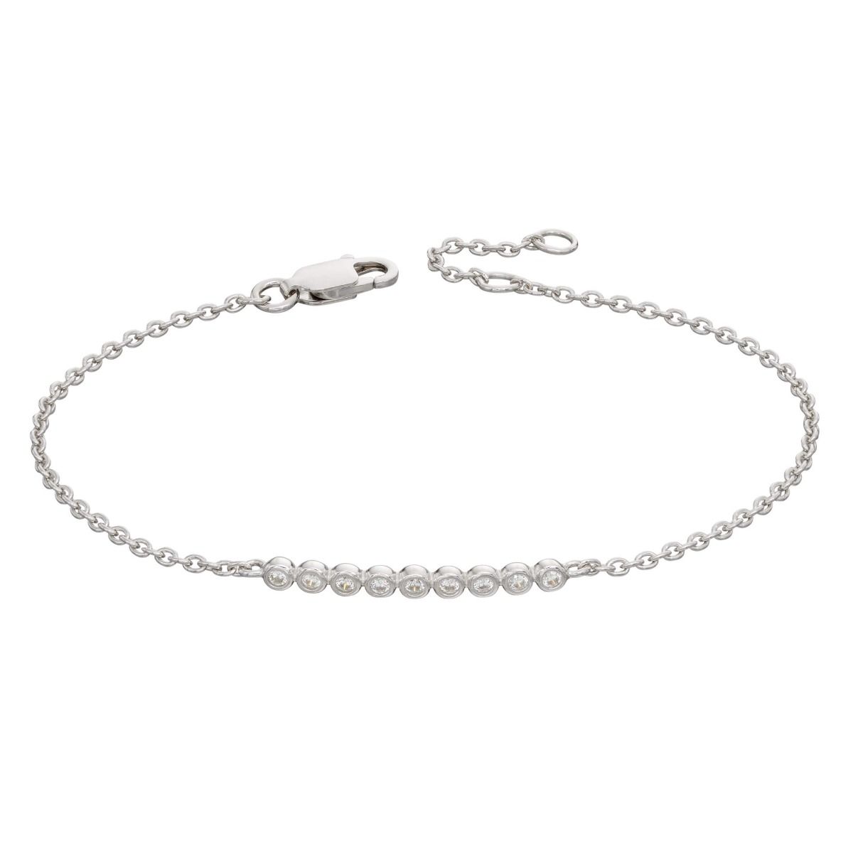 GKO Sterling Silver Millegrain Edge Cubic Zirconia Bracelet