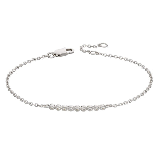 GKO Sterling Silver Millegrain Edge Cubic Zirconia Bracelet