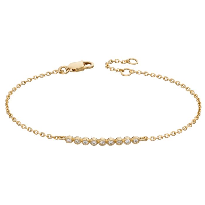 GKO Gold Millegrain Edge Cubic Zirconia Bracelet