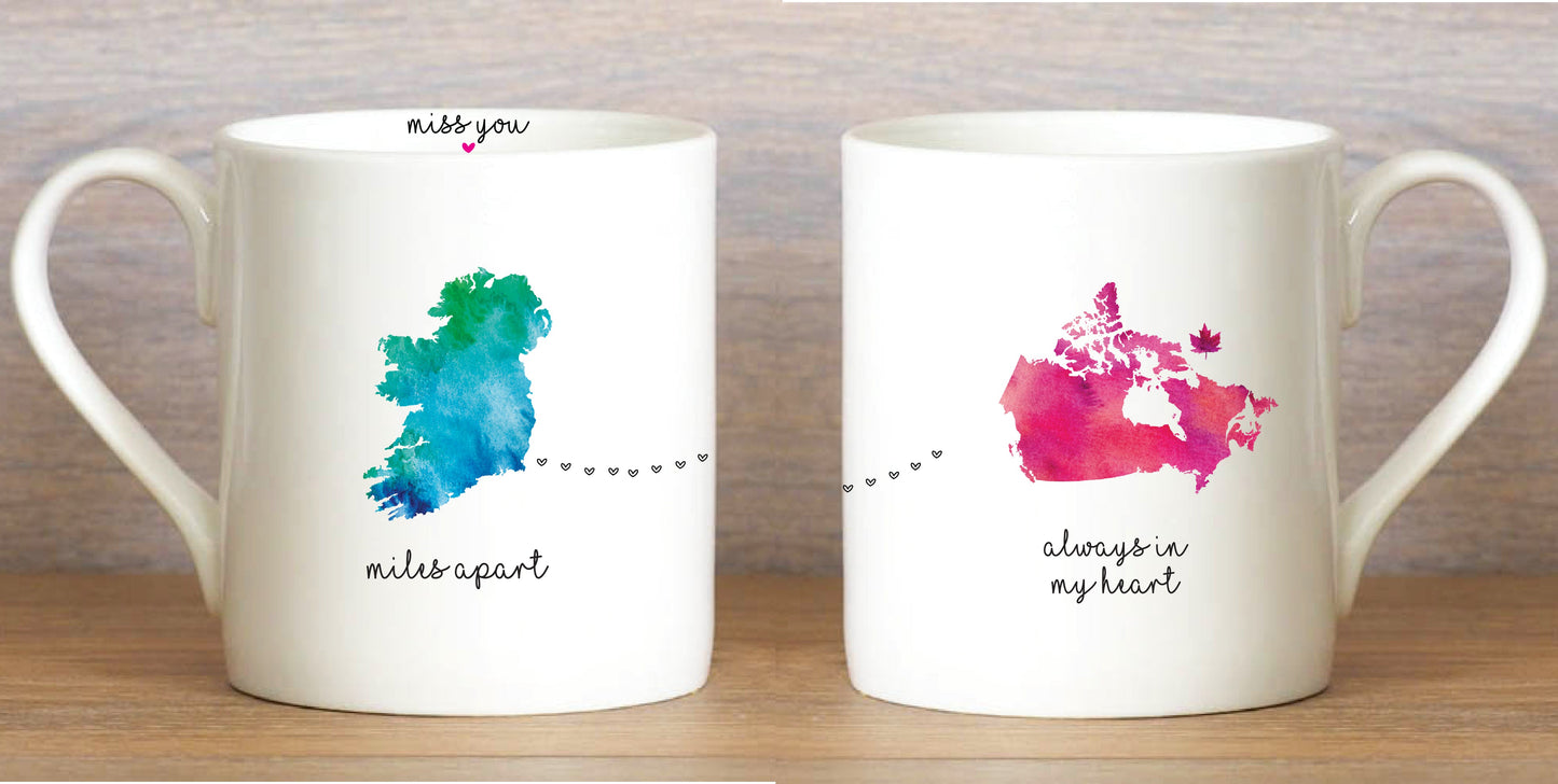 Miles Apart Fine Chine Mug Ireland To Canada