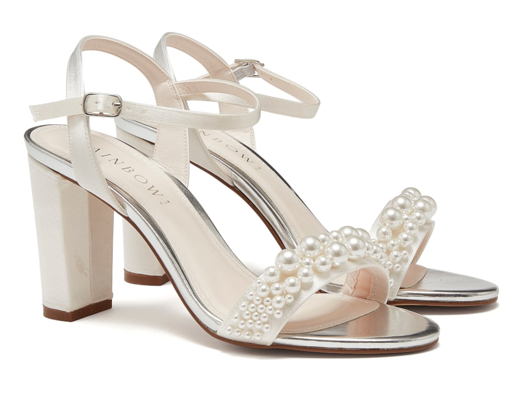 Rainbow Club Clara Ivory Satin Pearl Bridal Sandals – Everly