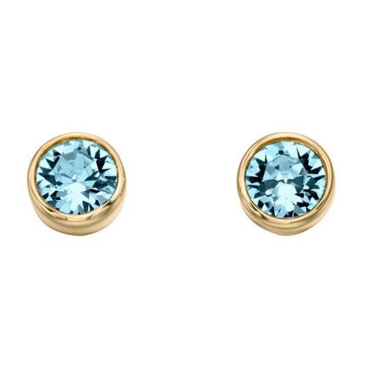GKO Gold & Crystal Birthstone Earrings Aquamarine (March)