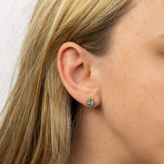 GKO Gold & Crystal Birthstone Earrings Aquamarine (March)