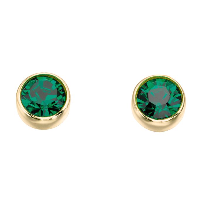 GKO Gold & Crystal Birthstone Earrings in Gold Emerald (May)