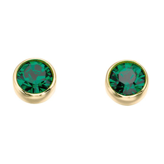 GKO Gold & Crystal Birthstone Earrings in Gold Emerald (May)
