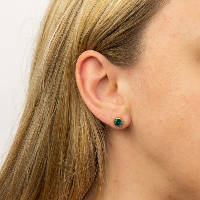 GKO Gold & Crystal Birthstone Earrings in Gold Emerald (May)