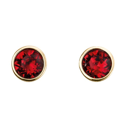 GKO Gold & Crystal Birthstone Earrings Ruby (July)