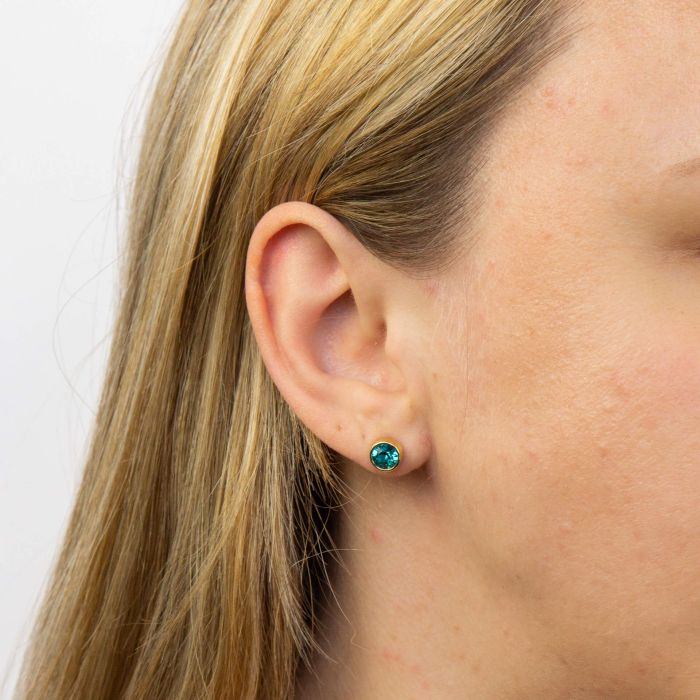 GKO Gold & Crystal Birthstone Earrings Topaz ( December)