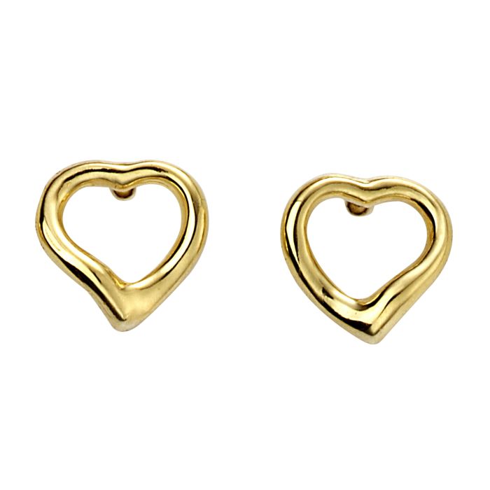 GKO Small Open Heart Gold Stud Earrings