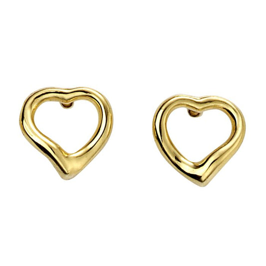 GKO Small Open Heart Gold Stud Earrings