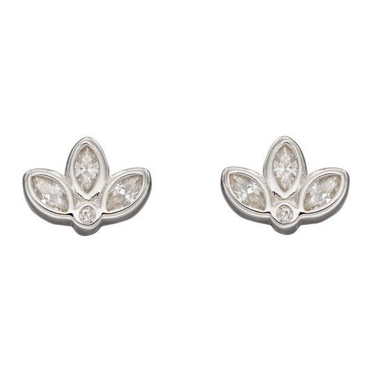 GKO Sterling Silver Lotus Flower Stud Earrings