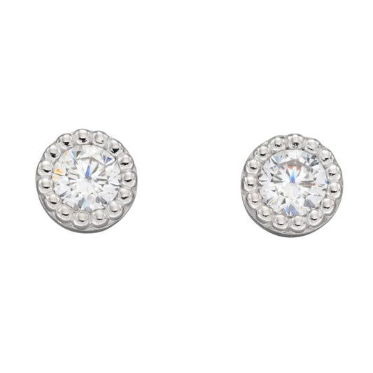 GKO Sterling Silver Millegrain Edge Round Stud Earrings