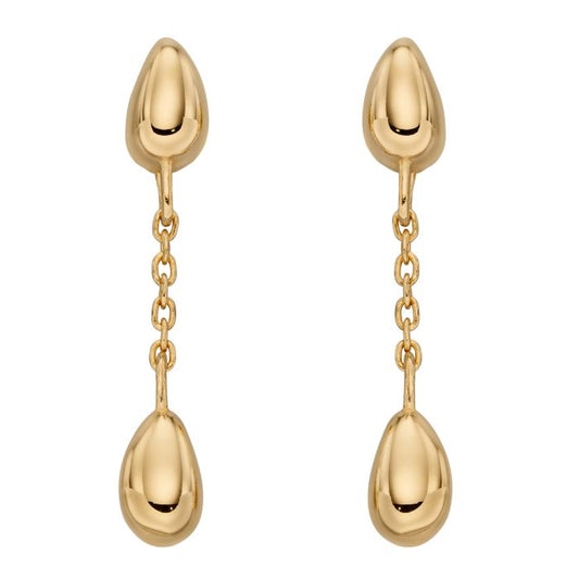 GKO Gold Flower Bud Drop Earrings