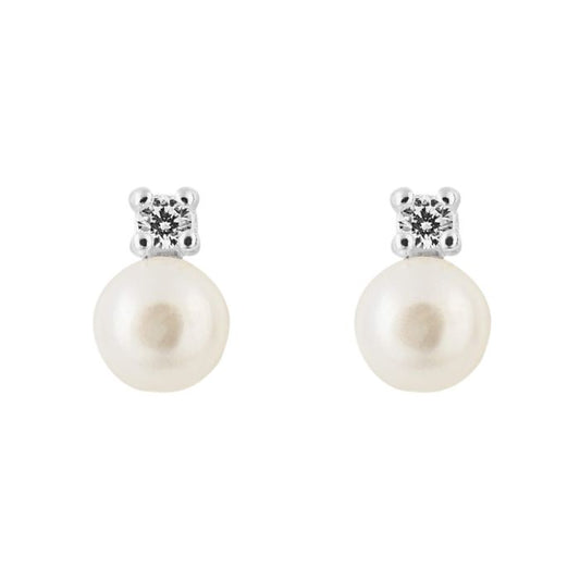 GKO Pearl and Cubic Zirconia Stud Earrings