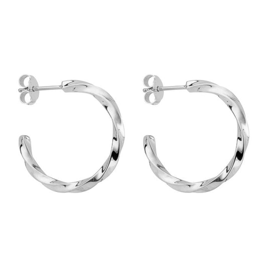 GKO Sterling Silver Twisted Hoop Earrings