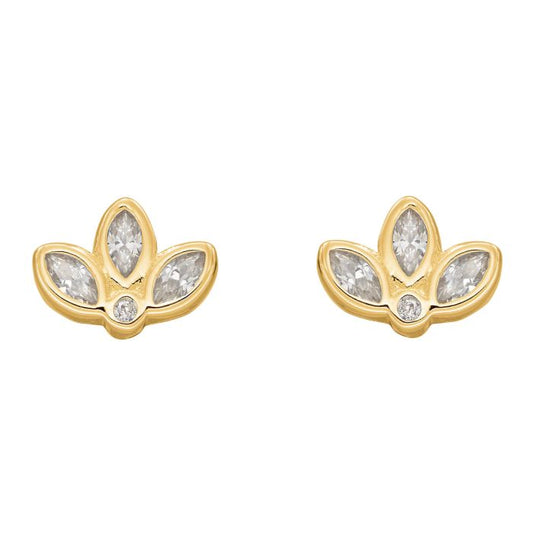 GKO Gold Lotus Flower Stud Earrings