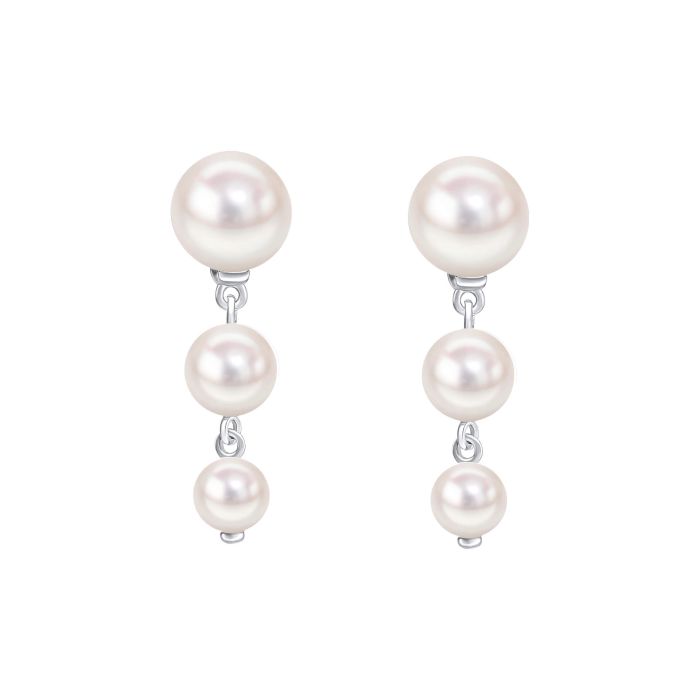 GKO Three Drop Freshwater Pearl Earrings