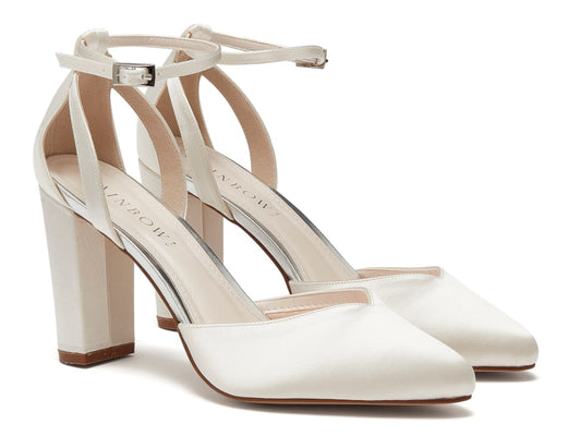 Rainbow Club Eve Ivory Block Heel Strappy Wedding Shoes
