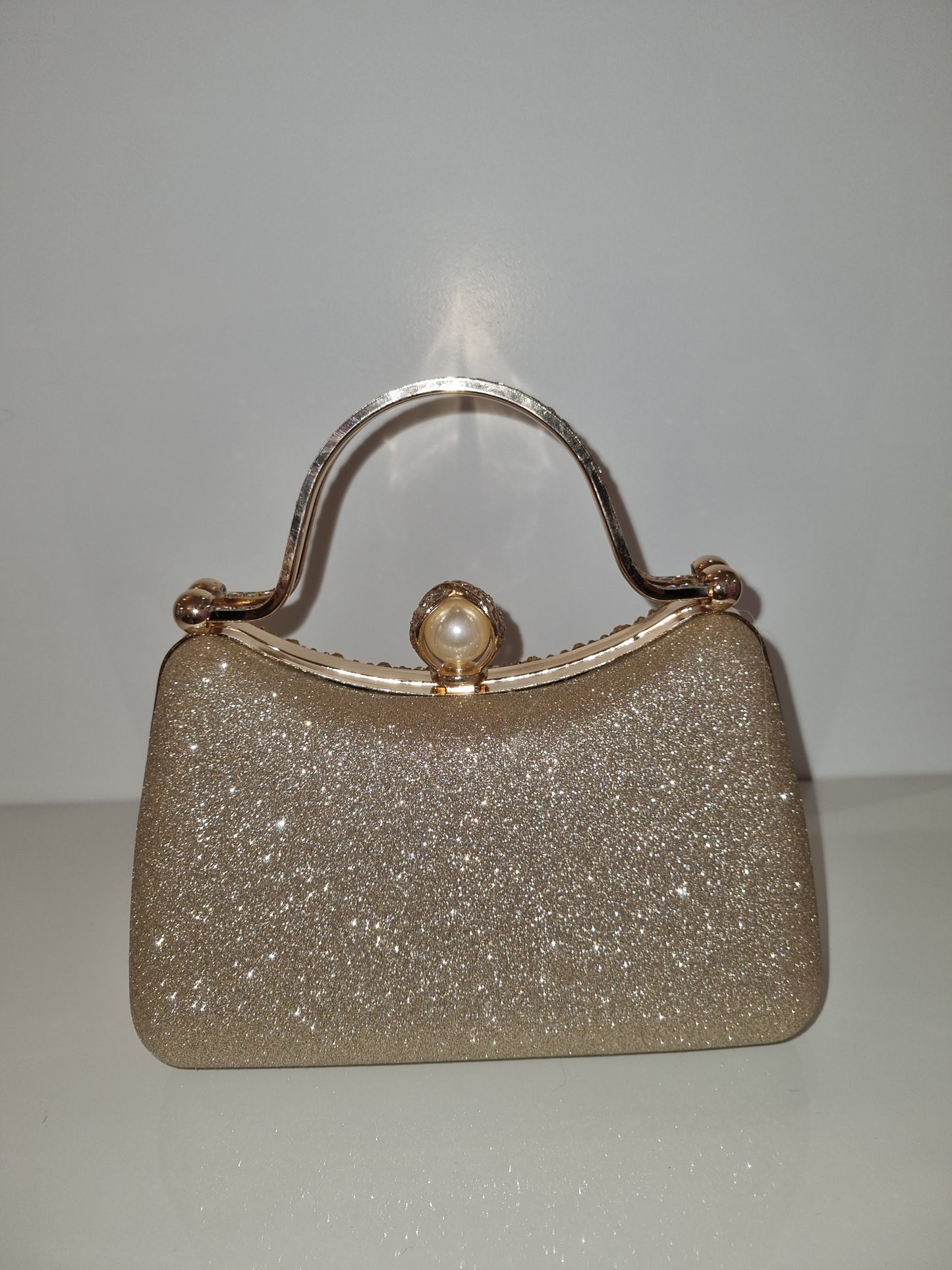 Diamante Bag In Gold With Gold Trim