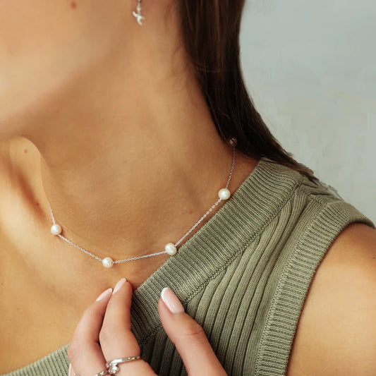 GT Pearl Satellite Necklace in Silver