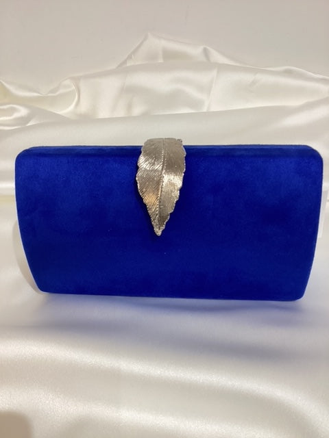 Royal Blue Clutch with Silver Feather Clasp