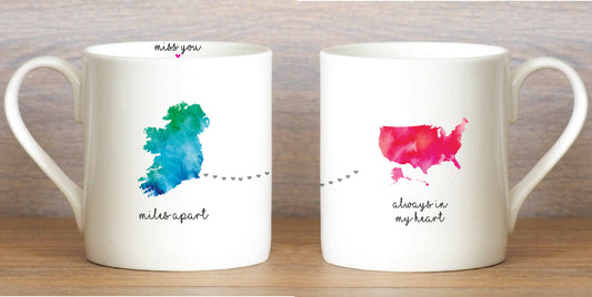 Miles Apart Fine China Mug Ireland To America